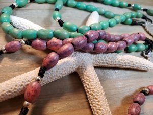 Purple & Teal Oval Wooden Rosaries-3