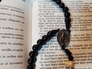 Black w: Howlite Skulls Rosary-3
