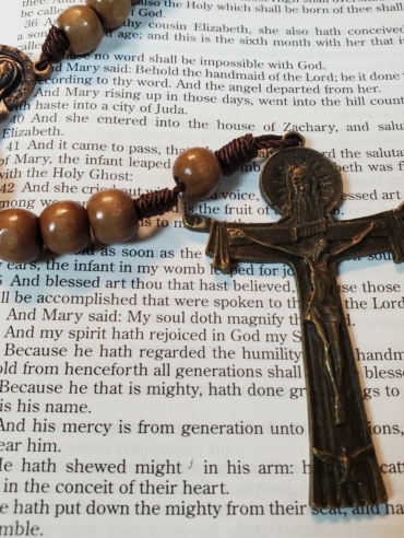 Large Holy Trinity Wooden Rosary-1