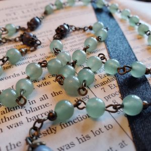 Light Green w: Blue Coral Rosary 6