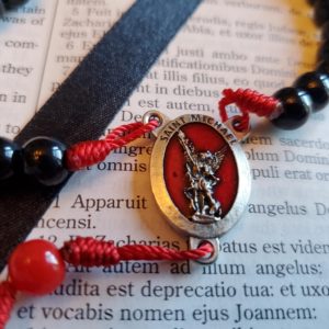 Saint Michael Red Enamel Cord Rosary 4