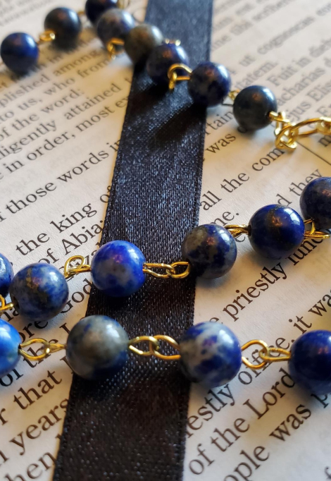Blue Sea Sediment w: Moonstone Rosary-4