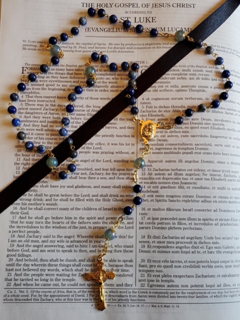 Blue Sea Sediment w: Moonstone Rosary