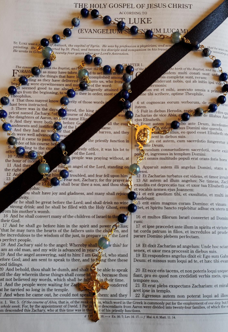 Blue Sea Sediment w: Moonstone Rosary