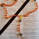 Faux Pearl Orange w: Lava Rocks Rosary