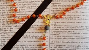 Orange Pearl w/ Lava Rocks Rosary
