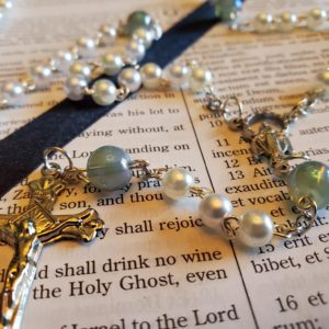 Faux Pearl w: Moon Stone Rosary-4