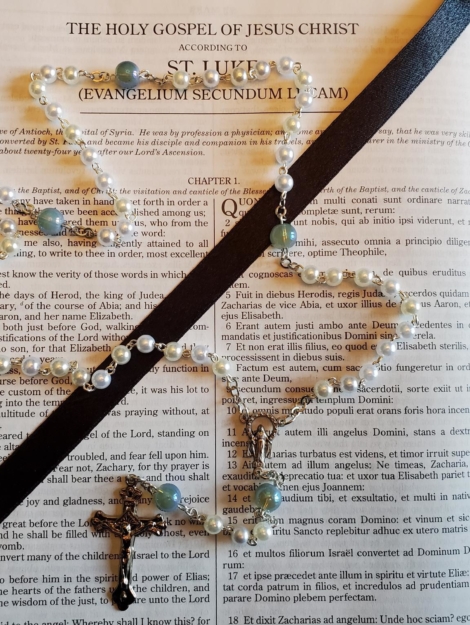 Faux Pearl w: Moon Stone Rosary