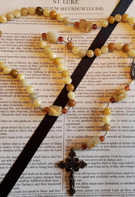 Natural Citrine:Bronze Rosary