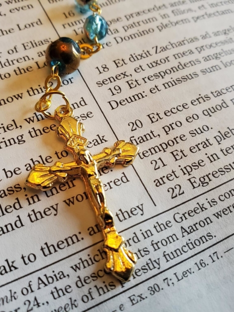 Wood Fired Swarovski Turquoise Rosary-3
