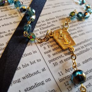 Wood Fired Swarovski Turquoise Rosary-4
