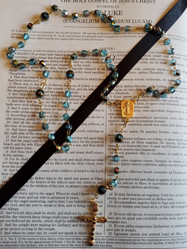 Wood Fired Swarovski Turquoise Rosary