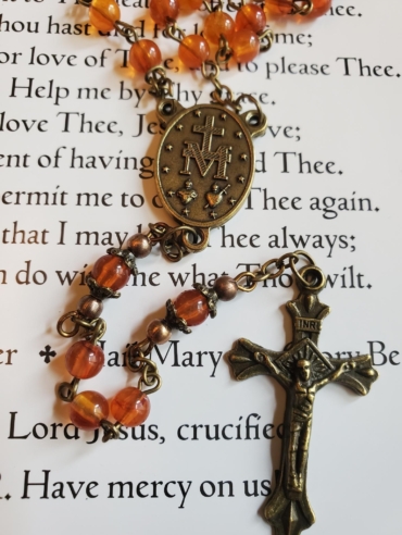 Amber w: Bronze Rosary-4