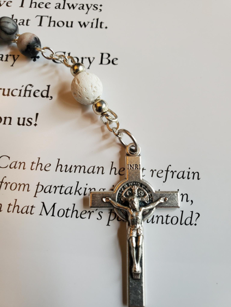 Black & Gray w: White Lava Rock Rosary-2