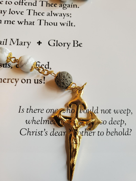 Howlite w: Gray Lava Rocks Rosary-1