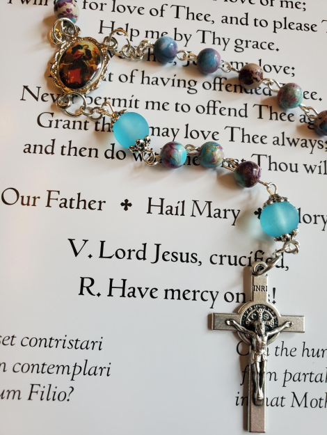 Purple Jasper w: Sea Glass Rosary-1