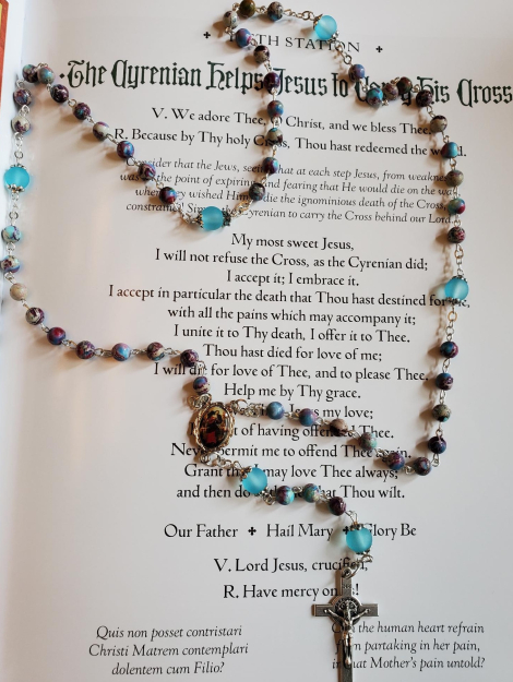 Purple Jasper w: Sea Glass Rosary