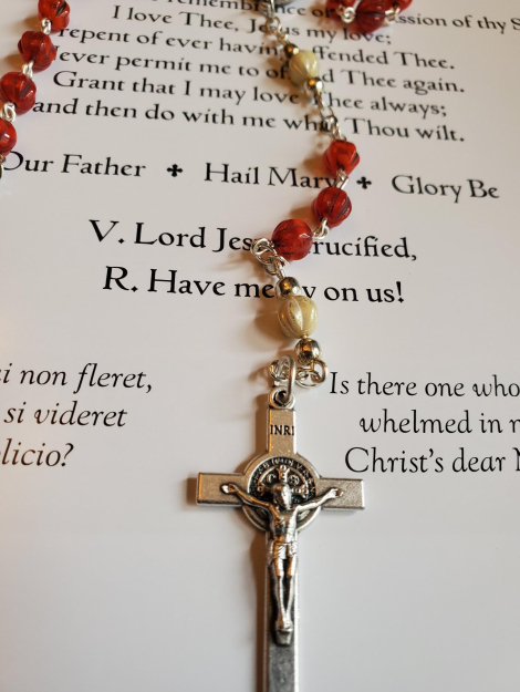 Red Melon Our Lady of Sorrows Rosary-1