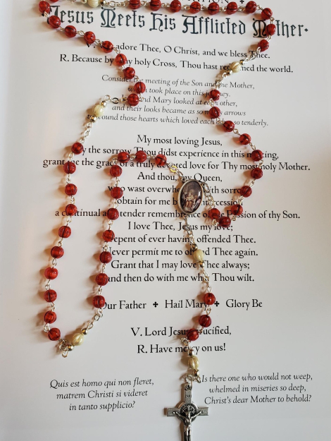 Red Melon Our Lady of Sorrows Rosary