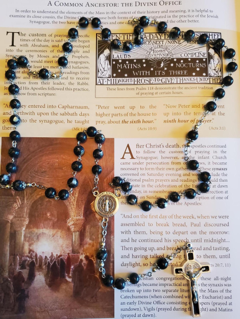 Gold Vein Black Obsidian Saint Benedict Rosary