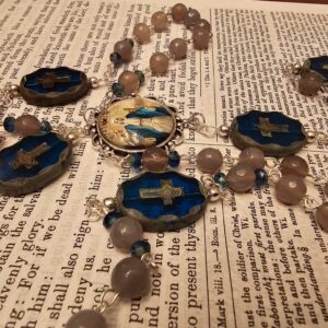 Large Blue Cross Marian Rosary-5