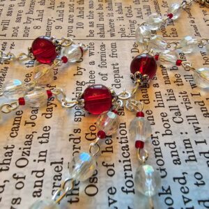 Sacred Heart of Jesus Red:Clear Rosary-3