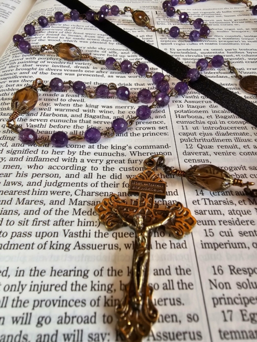 Amethyst & Amber Saint Joseph Rosary-1