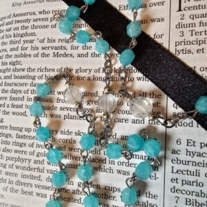 Artic Blue and White Ice Rosary-3