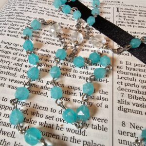 Artic Blue and White Ice Rosary-4