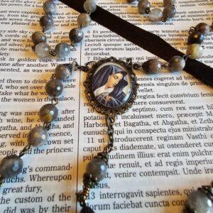 Black Sunstone Our Lady of Sorrows Rosary-4