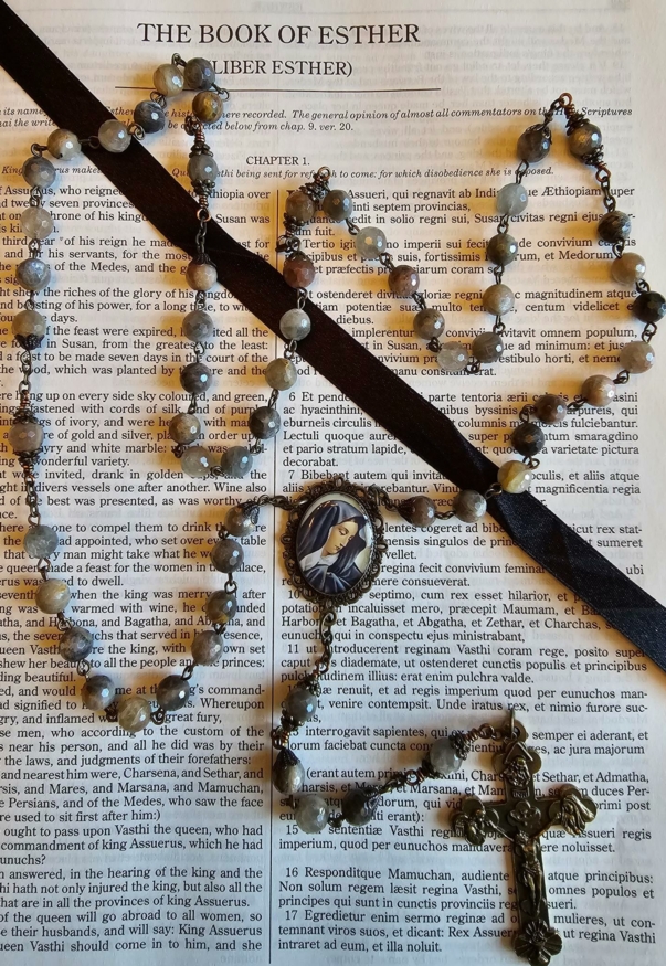 Black Sunstone Our Lady of Sorrows Rosary