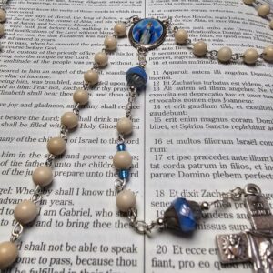 Pale Blue Saturn Holy Face Rosary-2