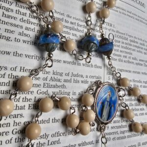 Pale Blue Saturn Holy Face Rosary-3