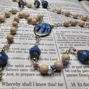 Pale Blue Saturn Holy Face Rosary-4