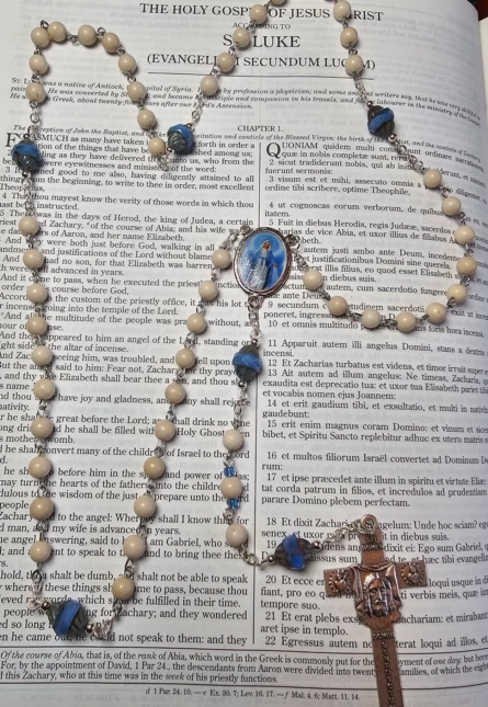 Pale Blue Saturn Holy Face Rosary