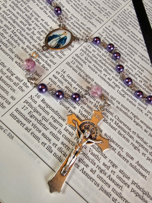 Purple Pearl Our Lady of Graces Rosary-1