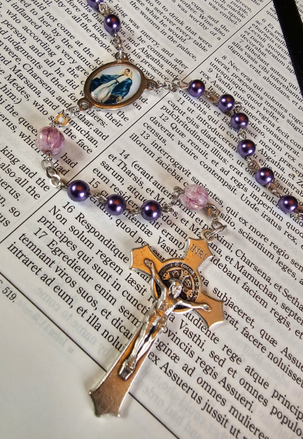 Purple Pearl Our Lady of Graces Rosary-1