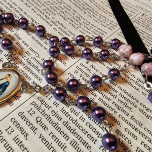 Purple Pearl Our Lady of Graces Rosary-4
