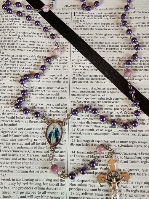 Purple Pearl Our Lady of Graces Rosary