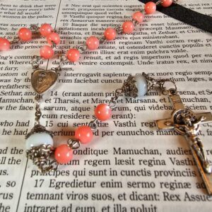 Salmon Mother of Pearl Rosary-1