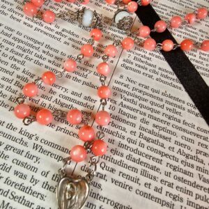 Salmon Mother of Pearl Rosary-3