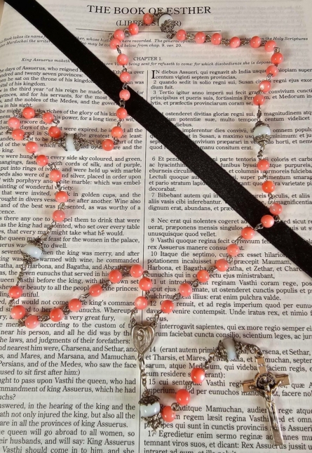 Salmon Mother of Pearl Rosary