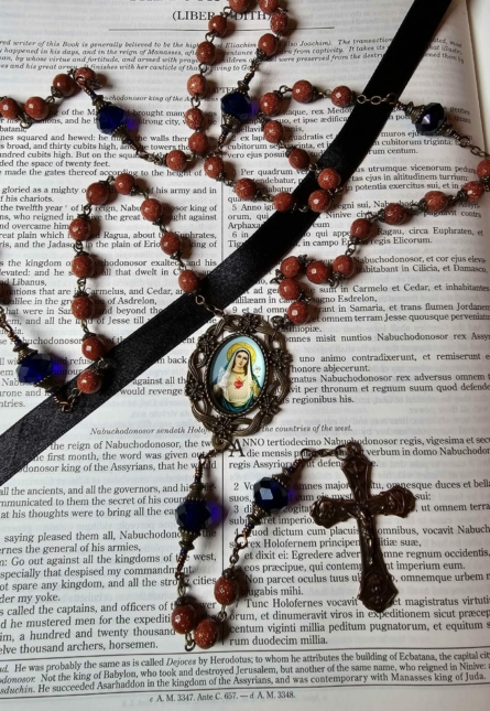 Goldstone & Royal Blue Mother Mary Rosary