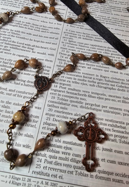 Job's Tears Saint Benedict Rosary.-2