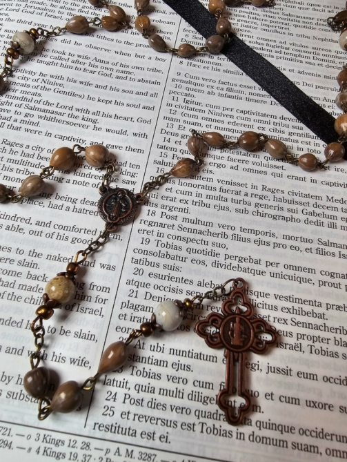 Job's Tears Saint Benedict Rosary.-2