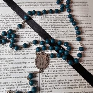 Teal Miraculous Medal Rosary-3