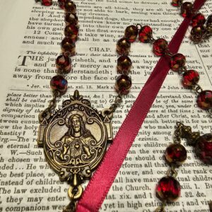 Crimson Red Sacred Heart of Jesus Rosary-3
