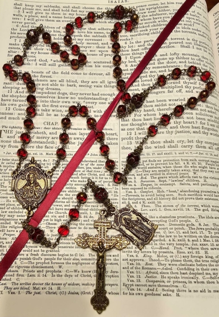 Crimson Red Sacred Heart of Jesus Rosary