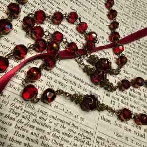 Crimson Red Sacred Heart of Jesus Rosary-5
