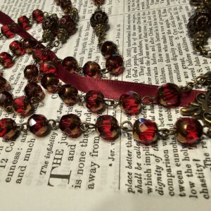 Crimson Red Sacred Heart of Jesus Rosary-7